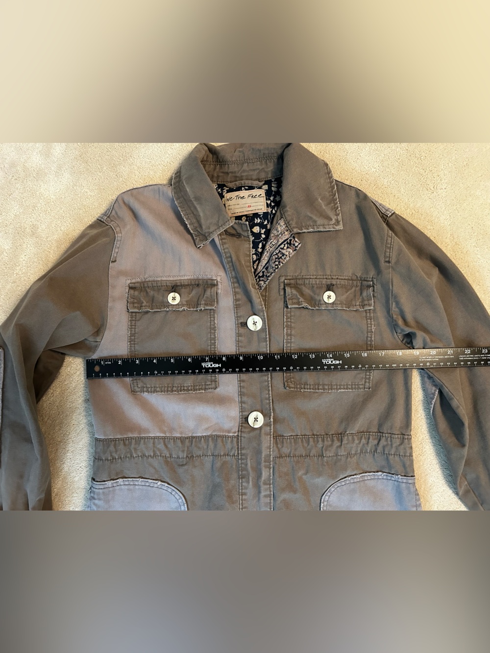 Free People Two-Tone Utility Jacket in Taupe and Gray - Picture 5 of 7